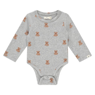 Modal Langarm Babybody Grau mit Bärenprint von A Tiny Story