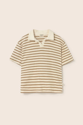 Kurzarm Polo Shirt Drake Sand gestreift von Cozmo