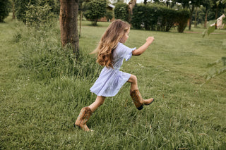 Baumwoll Kleid Lolite Blau-Weiss gestreift von Daily7Kids