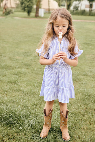Baumwoll Kleid Lolite Blau-Weiss gestreift von Daily7Kids