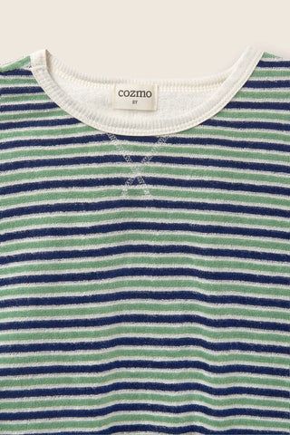 Frottee Shirt Enea Blau-Grün gestreift von Cozmo