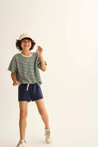 Frottee Shirt Enea Blau-Grün gestreift von Cozmo