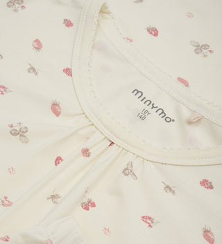 Bambus Langarm Pyjama Set Beige mit Erdbeerprint von Minymo