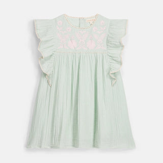 Musselinkleid Taliana Mint mit Stickerei von Louise Misha