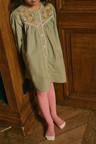 Cordkleid Floriane Mintgrün mit Handstickerei von Louise Misha