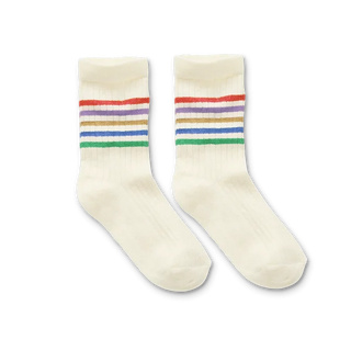 Sportsocken Weiss mit bunten Streifen von Sproet & Sprout