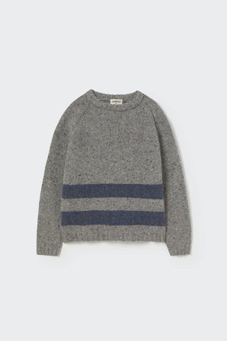 Strickpullover Idaho Grau mit Blauen Streifen von Cozmo