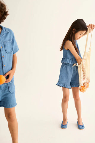 Musselin-Shorts Isla Denim Blue von Cozmo