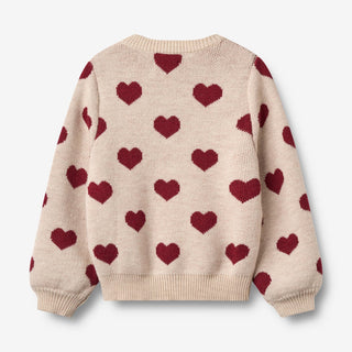 Strickjacke Jacquard Hearts von Wheat
