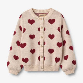 Strickjacke Jacquard Hearts von Wheat