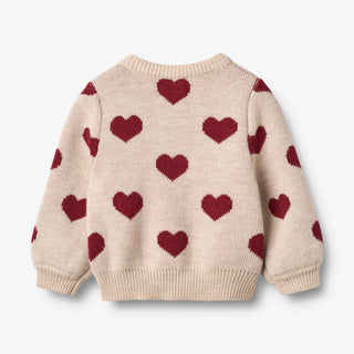Strickjacke Jacquard Hearts von Wheat