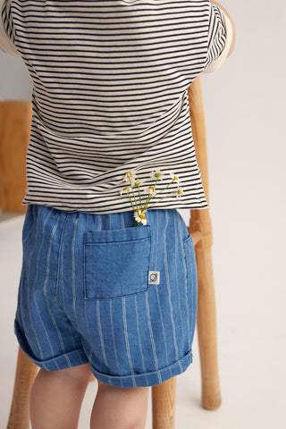 Baby Bermuda Shorts Roy Jeansblau gestreift von Cozmo