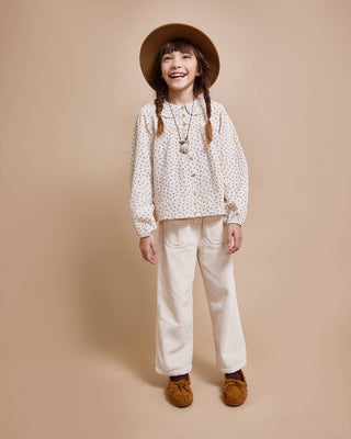 Langarm-Bluse Ivory mit Blumenmuster von Búho Barcelona