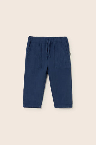 Baby Musselin Hose Mario Navy Blau von Cozmo