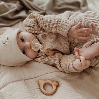 Organic Knit Dungarees / Overall Sand von Cosy Roots
