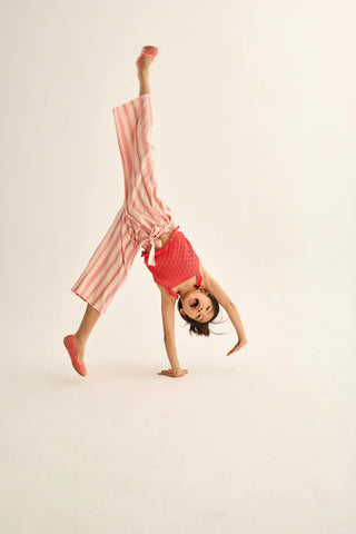 Baumwoll-Hose Sena Pink gestreift von Cozmo