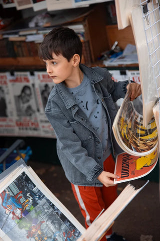 Sweatshirt Grau mit Universumprint von Sproet & Sprout