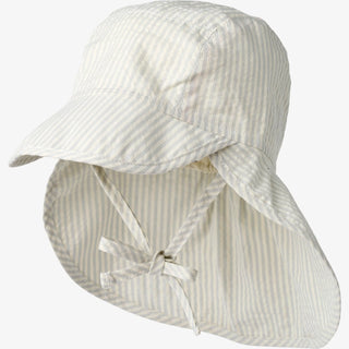 Sonnenhut mit Nackenschutz Albert Hellblau-Weiss gestreift von Wheat