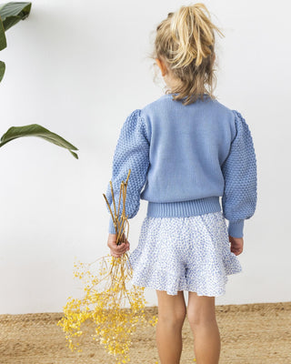 Strickpullover mit Crochet Ärmeln Blau für Kinder von Buho