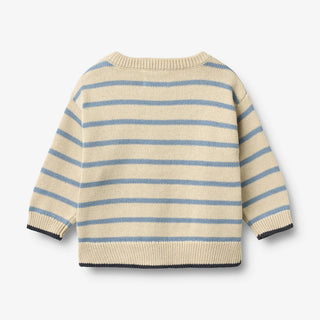 Baby-Strickpullover Morgan Faded Denim Stripe von Wheat