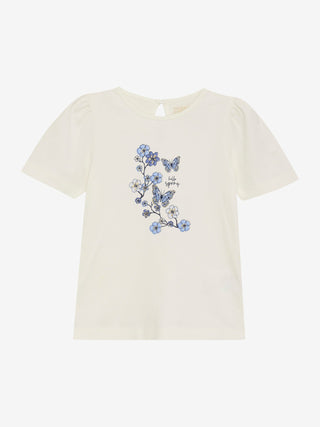 T-Shirt Weiss mit blauem Blumenprint von Creamie