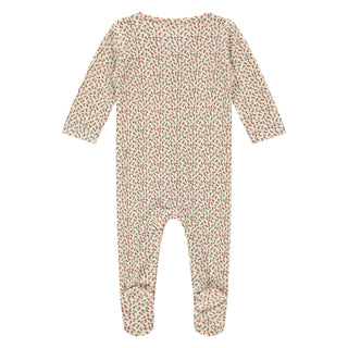 Modal Babystrampler mit Füssen Beige mit Blumenprint von A Tiny Story