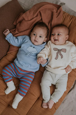 Baby Rib Hose Braun Blau gestreift von Sproet & Sprout