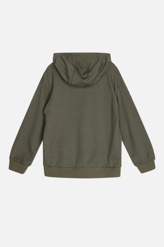 Wolle-Bambus Hoodie Sanu Khaki von Hust and Claire