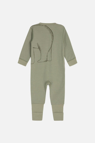 Wolle-Bambus Pyjama Moodi Khaki mit Bärenprint von Hust & Claire