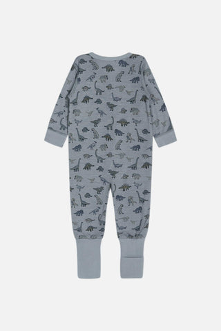 Wolle-Seide Pyjama Milan Blau mit Dinoprint von Hust & Claire