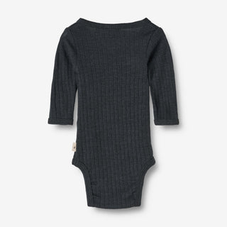 Merinowolle-Seide Wickelbody Willow Navy von Wheat