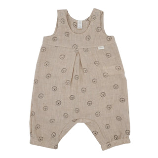 MUSSELIN ROMPER BEIGE MIT LÖWENPRINT VON MAXIMO