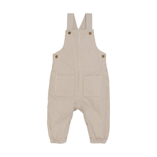 Baby Latzhose Beige-Weiss gestreift von Minymo