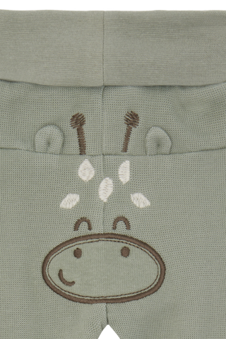 Baumwollhose Khaki für Babys mit Giraffenmotiv auf dem Hintern von Hust & Claire