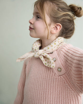 Musselin Bandana Cream Pink mit Blumenmuster von Búho Barcelona