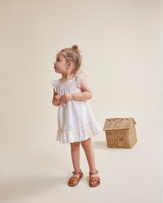 Baby kurzarm Kleid Ivory Búho