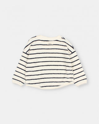 Baby Sweatshirt Terry Stripes Weiss-Dunkelblau gestreift von Búho