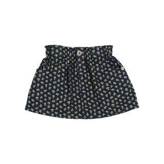 Baumwoll Mini Rock Navy Blau mit Blumenmuster von Búho Barcelona