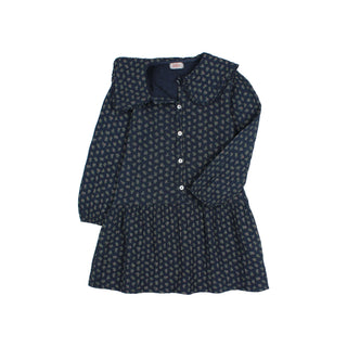 Musselin Kleid Navy Blau mit Blumenprint von Búho Barcelona