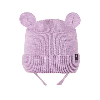Merinowolle-Seide Strickmütze mit Bändel Lilac von Pure Pure