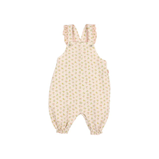 Baby Latzhose Cream Pink mit Blumenmuster von Búho Barcelona