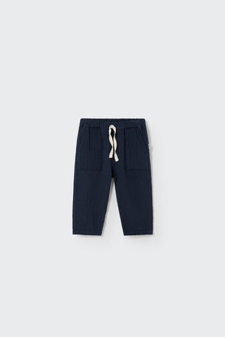 Baby Musselin Hose Mario Navy Blau von Cozmo