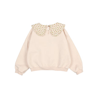 Kinderpullover Cream Pink mit Blumenmuster von Búho Barcelona