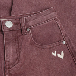 Jeans Barrel Fit Valerian Violett mit Herzstickerei von Daily7Kids