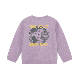 Pullover Violett Meliert mit Rückenprint von Daily7Kids