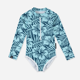 UV Badeanzug langarm Tropical Hibiscus Blue von Beach & Bandits