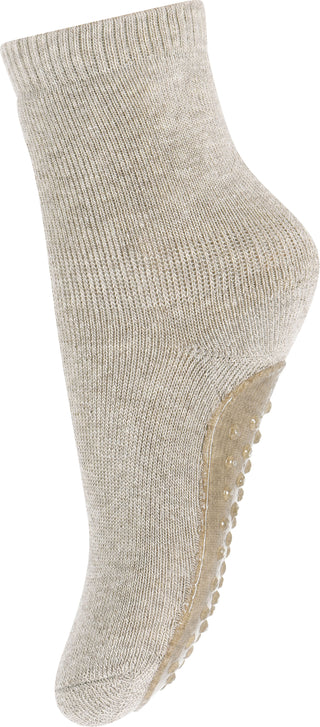 Baumwolle Anti-Rutsch Socken Beige meliert von mp Denmark