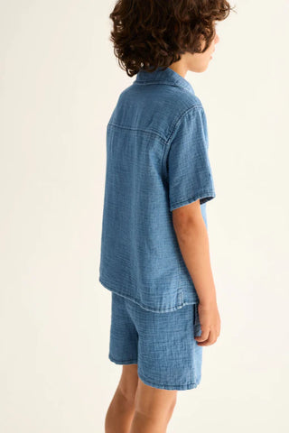 Musselin-Hemd Gale Denim Blue von Cozmo