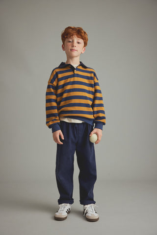 Twill Hose Teo Navy Blau von Cozmo