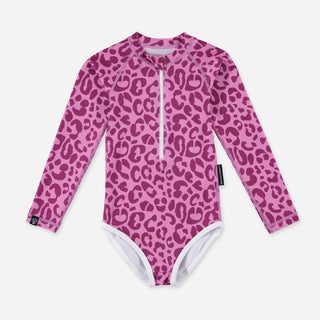 UV Badeanzug langarm Sugar Leopard Fuchsia Violet von Beach & Bandits